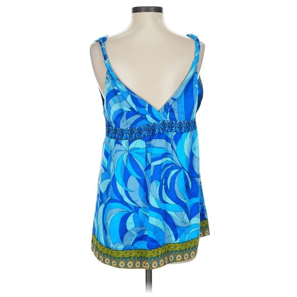 HALE BOB Blue Graphic Print Satin Tank Top Size Small - Picture 3 of 4